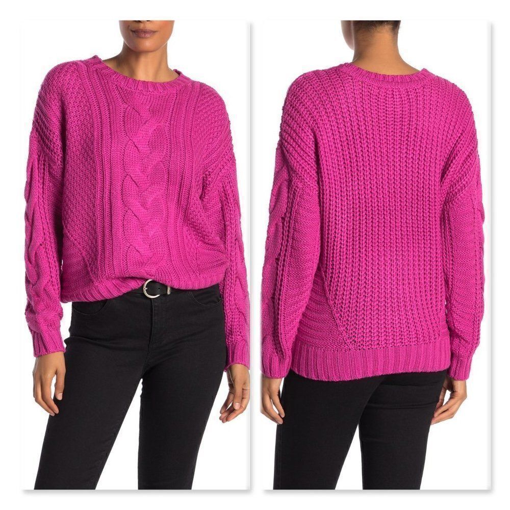 One A Mixed Knit Crew Neck Sweater